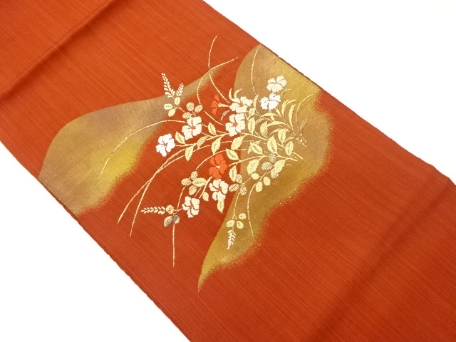 草花模様織出し名古屋帯